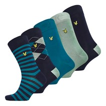 Lyle And Scott Vintage Mens Harold Five Pack Socks Argyle/Ocean Depths/Stripe/Grayed Jade/Peacoat