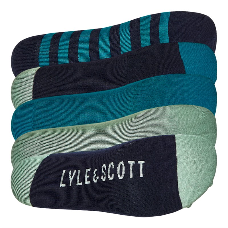 Lyle And Scott Vintage Mens Harold Five Pack Socks Argyle/Ocean Depths/Stripe/Grayed Jade/Peacoat