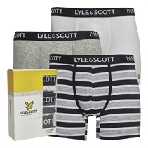 Lyle And Scott Vintage Mens Ethan Three Pack Trunks Bright White/Mixed Stripe/Light Grey Marl