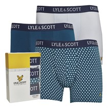 Lyle And Scott Vintage Mens Elliot Three Pack Trunks Bright White/AOP/Sailor Blue