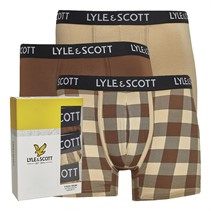 Lyle And Scott Vintage Mens Apollo Three Pack Trunks Irish Cream/Check/Bison