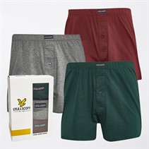 Lyle And Scott Vintage Mens Temi Three Pack Boxers Pine Grove/Dark Grey Marl/Tawny Port