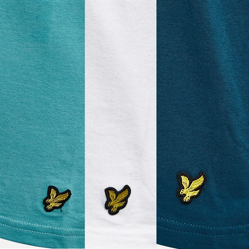Lyle And Scott Vintage Mens Three Pack Basic T-Shirts Alpine Sky/White/Apres Navy