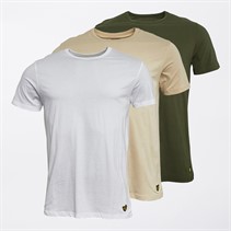 Lyle And Scott Vintage Mens Three Pack Basic T-Shirts Sesame/White/Mountain Moss