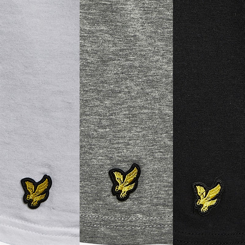 Lyle And Scott Vintage Mens Three Pack Basic Vests Jet Black/Mid Grey Marl/White