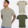 Lyle And Scott Vintage Mens Three Pack T-Shirts Pumice Stone/Stripe/Beetle
