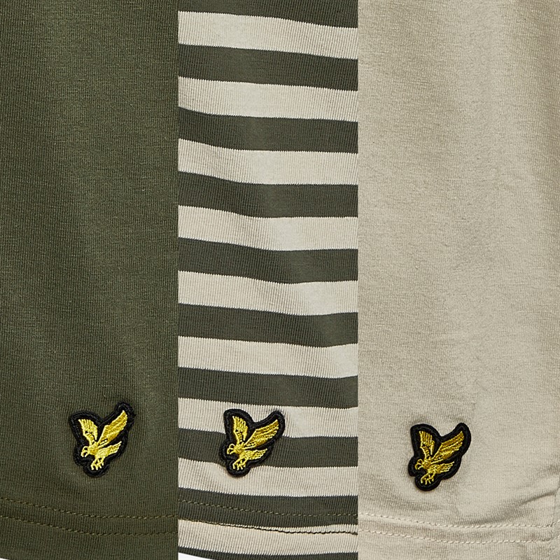 Lyle And Scott Vintage Mens Three Pack T-Shirts Pumice Stone/Stripe/Beetle