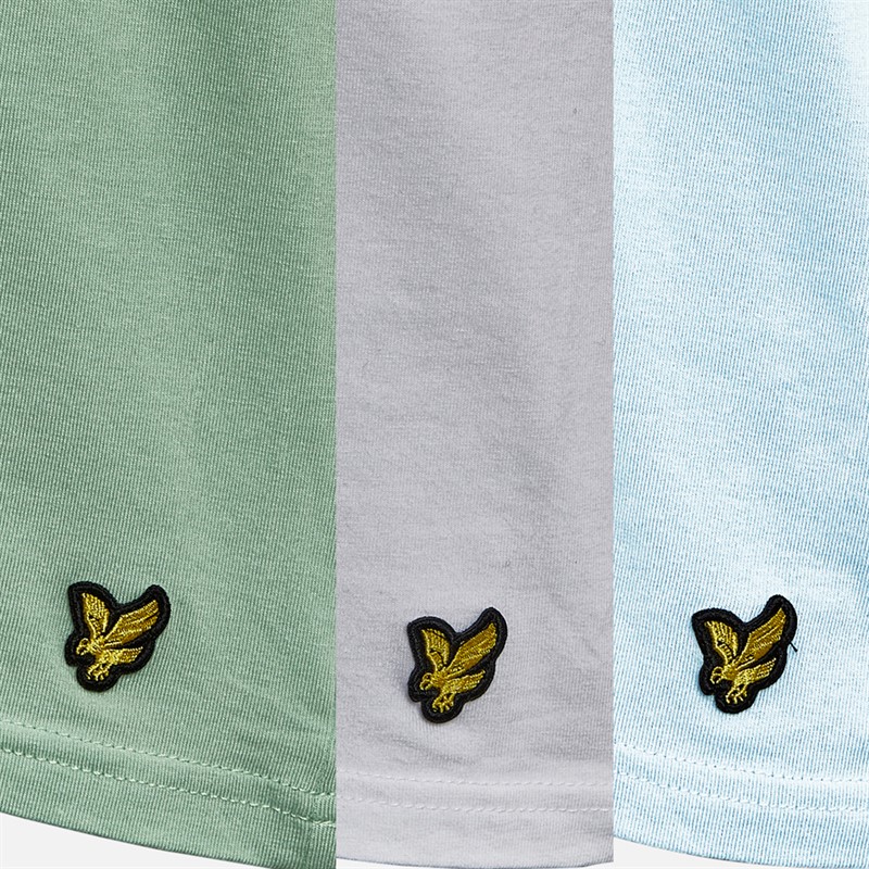 Lyle And Scott Vintage Mens Three Pack Basic T-Shirts Greyed Jade/White/Chambray Blue