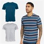 Lyle And Scott Vintage Mens Three Pack T-Shirts Apres Navy/Navy Stripe/White