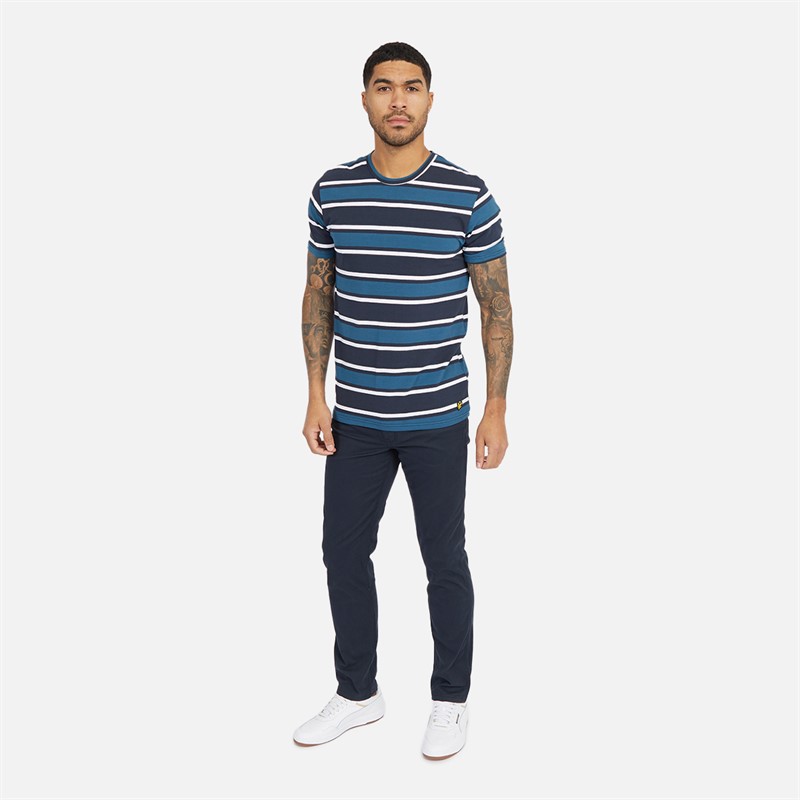 Lyle And Scott Vintage Mens Three Pack T-Shirts Apres Navy/Navy Stripe/White