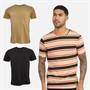Lyle And Scott Vintage Mens Three Pack T-Shirts Cairngorms Khaki/Khaki Stripe/Jet Black