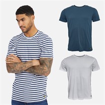 Lyle And Scott Vintage Mens Three Pack T-Shirts Dark Denim/Stripe/White