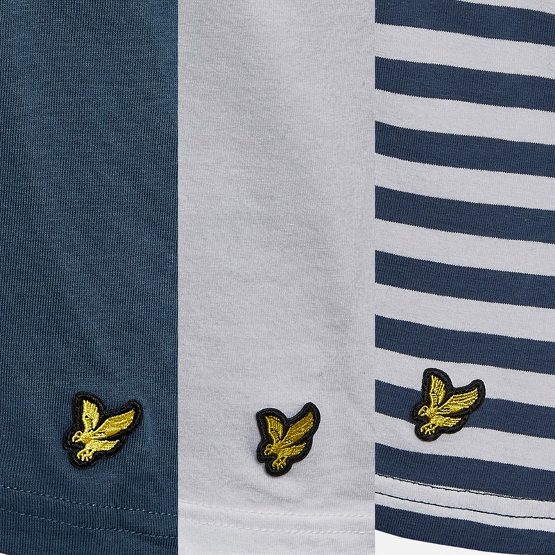 Lyle And Scott Vintage Mens Three Pack T-Shirts Dark Denim/Stripe/White
