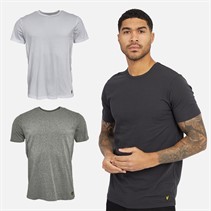 Lyle And Scott Vintage Mens Three Pack Basic T-Shirts Mountain Moss/White/Lowland Blue