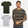 Lyle And Scott Vintage Mens Three Pack T-Shirts Mountain Moss/Mountain Moss Stripe/White