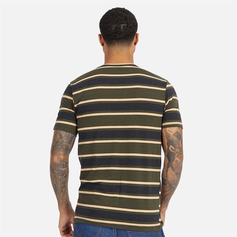 Lyle And Scott Vintage Mens Three Pack T-Shirts Mountain Moss/Mountain Moss Stripe/White