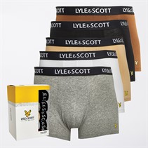 Lyle And Scott Vintage Mens Miller Five Pack Trunks Black/Grey Marl/Irish Cream/Bright White/Bison