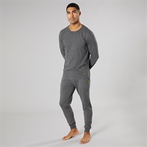Lyle And Scott Vintage Mens Stanley Long Sleeve Top And Joggers Lounge Set Dark Grey Marl