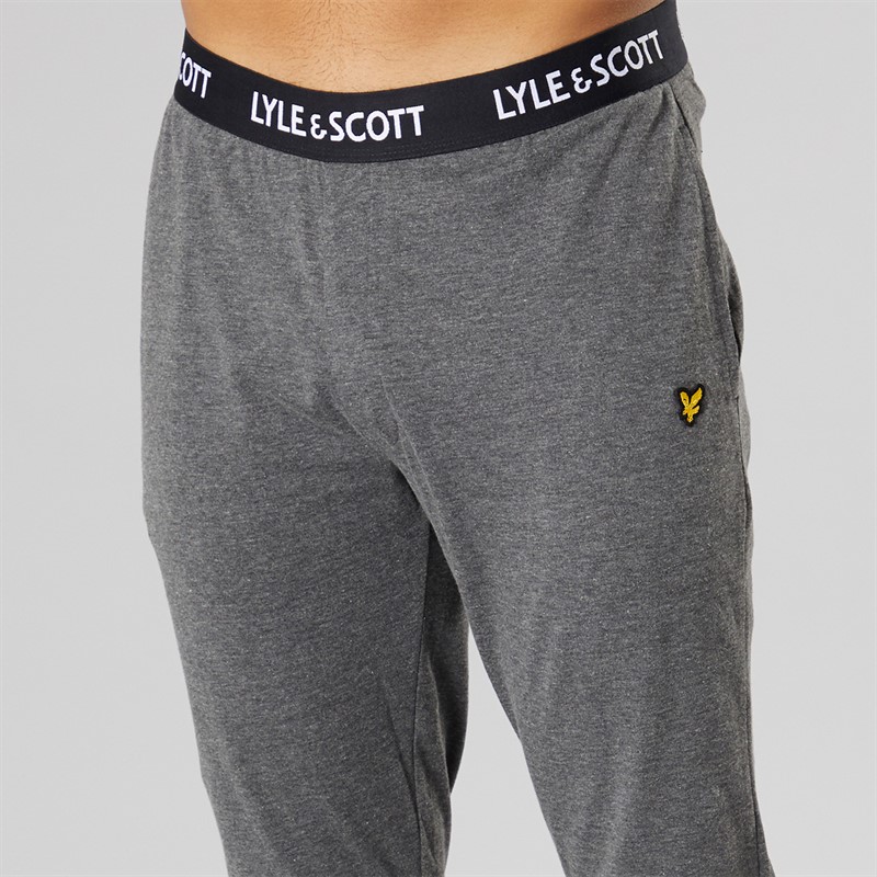 Lyle And Scott Vintage Mens Stanley Long Sleeve Top And Joggers Lounge Set Dark Grey Marl