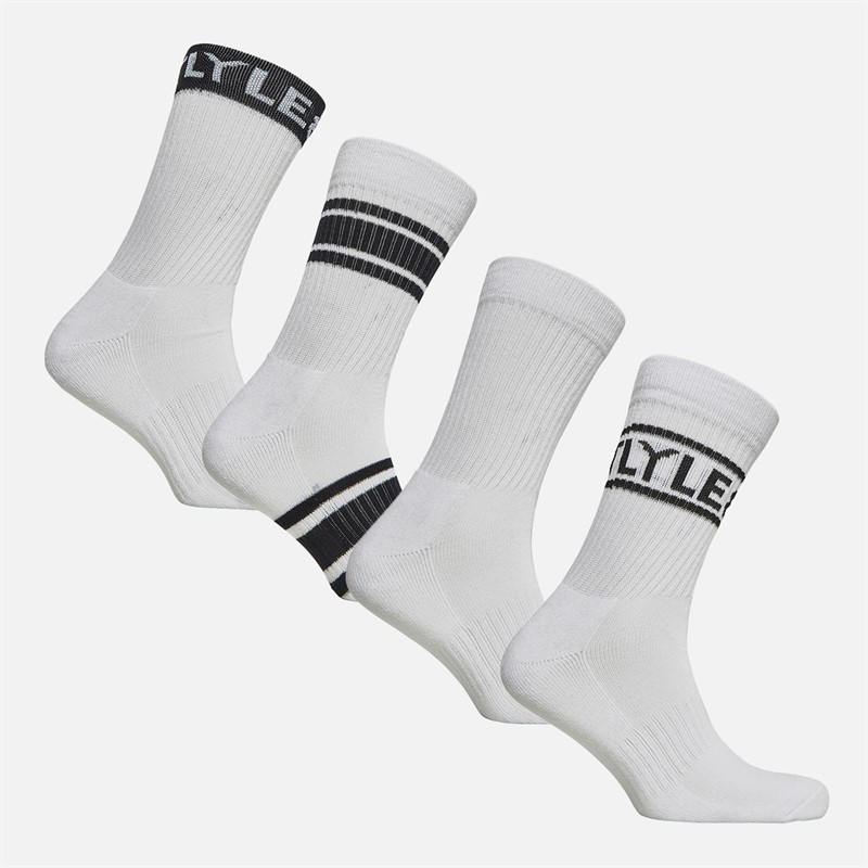 Lyle And Scott Vintage Mens Weston Four Pack Crew Socks Gift Set Bright White