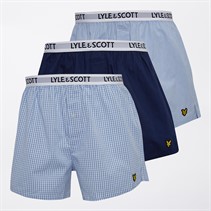 Lyle And Scott Vintage Mens Lenny Three Pack Woven Boxers Stripe/Peacoat/Chambray Blue Gingham