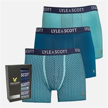 Lyle And Scott Vintage Mens Hubert Three Pack Premium Modal Boxer Trunks Sailor Blue/AOP/Porcelain