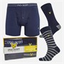 Lyle And Scott Vintage Mens Humphrey Boxers And Socks Box Gift Set Peacoat/Peacoat/Stripe