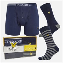 Lyle And Scott Vintage Mens Humphrey Boxers And Socks Box Gift Set Peacoat/Peacoat/Stripe