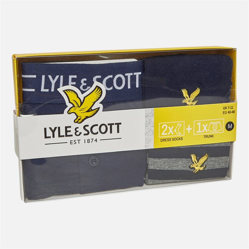 Lyle And Scott Vintage Mens Humphrey Boxers And Socks Box Gift Set Peacoat/Peacoat/Stripe