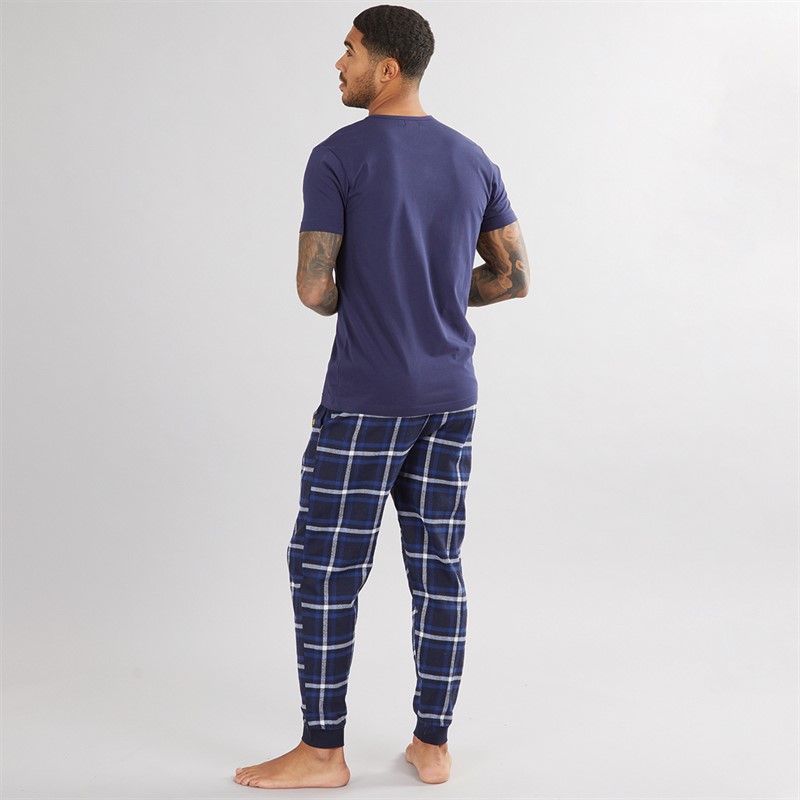 Lyle And Scott Vintage Mens T-Shirt And Flannel Pants Set Peacoat/Peacoat Check