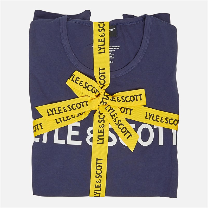 Lyle And Scott Vintage Mens T-Shirt And Flannel Pants Set Peacoat/Peacoat Check