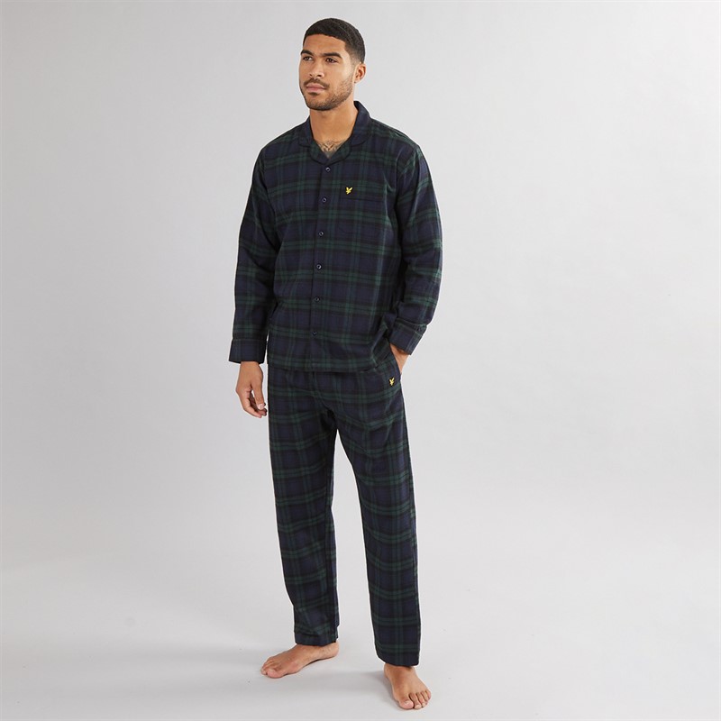 Lyle And Scott Vintage Mens Julian Checked Flannel Pyjama Set Black/Pine Grove Check
