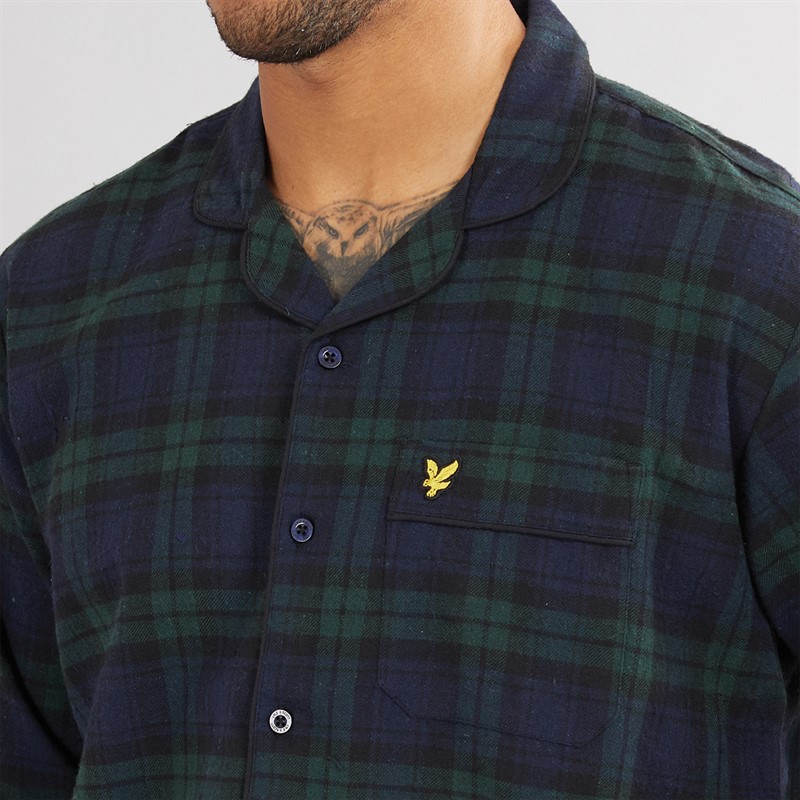 Lyle And Scott Vintage Mens Julian Checked Flannel Pyjama Set Black/Pine Grove Check