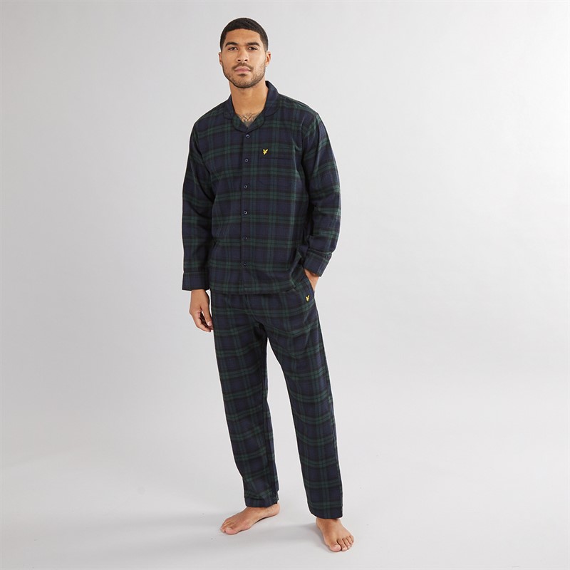 Lyle And Scott Vintage Mens Julian Checked Flannel Pyjama Set Black/Pine Grove Check