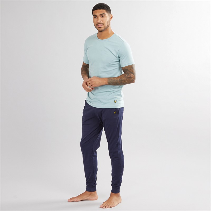 Lyle And Scott Vintage Mens Cash T-Shirt And Jersey Pants Set Tourmaline/Peacoat - Size L