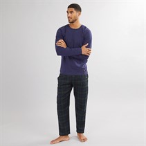 Lyle And Scott Vintage Mens Gene Long Sleeve Top And Flannel Pants Set Peacoat/Pine Grove Check