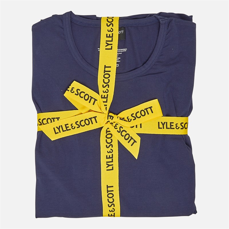 Lyle And Scott Vintage Mens Gene Long Sleeve Top And Flannel Pants Set Peacoat/Pine Grove Check