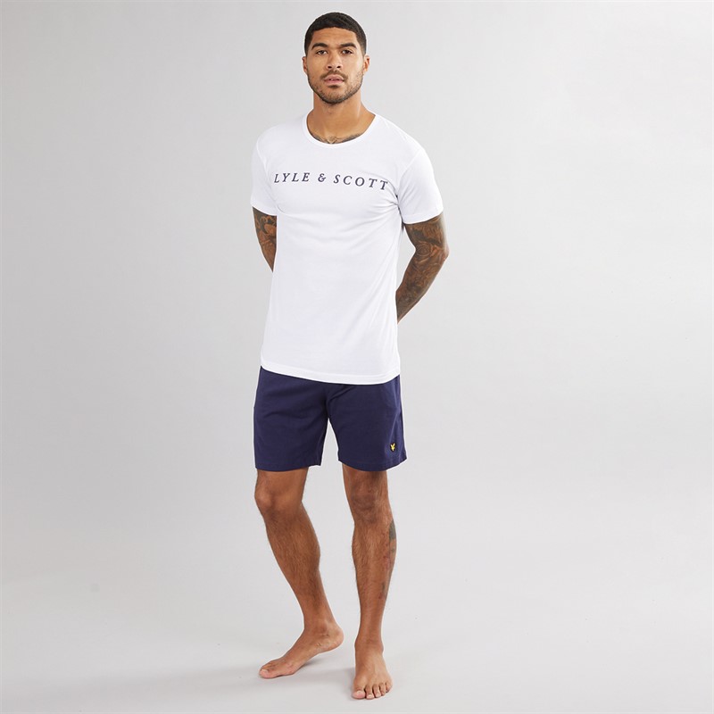 Lyle And Scott Vintage Mens T-Shirt And Shorts Set Bright White/Peacoat