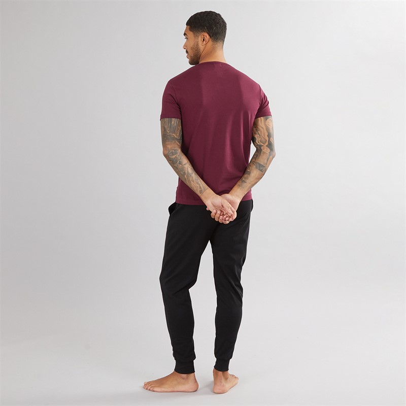 Lyle And Scott Vintage Mens Cash T-Shirt And Jersey Pants Set Wine Tasting/Black