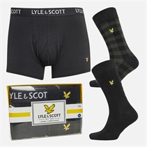 Lyle And Scott Vintage Mens Greg Boxers And Socks Box Gift Set Black/Check