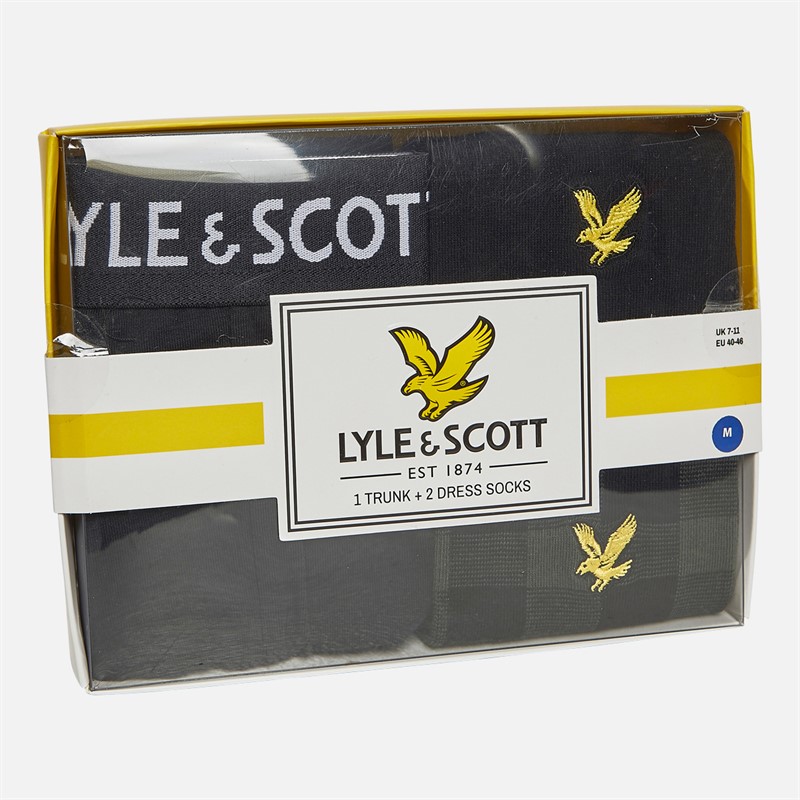 Lyle And Scott Vintage Mens Greg Boxers And Socks Box Gift Set Black/Check