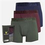 Lyle And Scott Vintage Mens Sutherland Three Pack Premium Modal Boxer Trunks Wine Tasting/Peacoat/Climbing Ivy