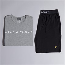 Lyle And Scott Vintage Mens T-Shirt And Shorts Set Grey Marl/Black