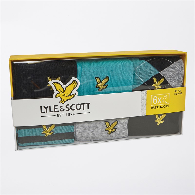 Lyle And Scott Vintage Socken-Geschenkset Herren Timothy Six Pack Schwarz/Porzellan/Argyle/Streifen/Graumeliert/Schwarz