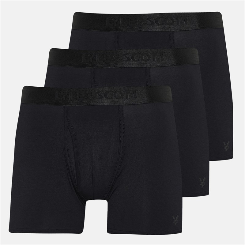 Lyle And Scott Vintage Mens Sutherland Three Pack Premium Modal Boxer Trunks Black