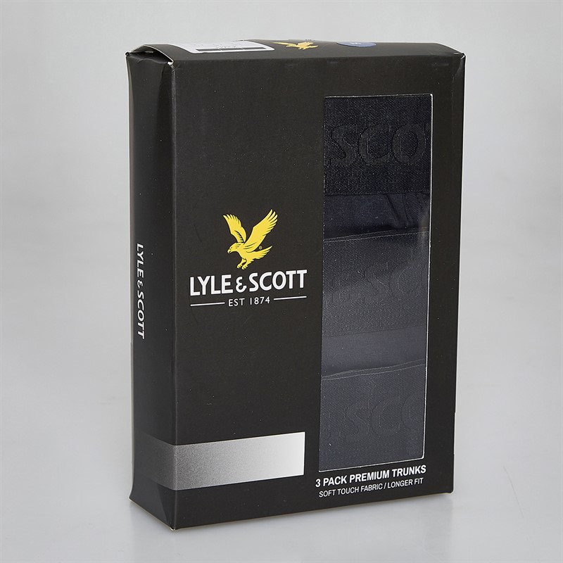 Lyle And Scott Vintage Mens Sutherland Three Pack Premium Modal Boxer Trunks Black
