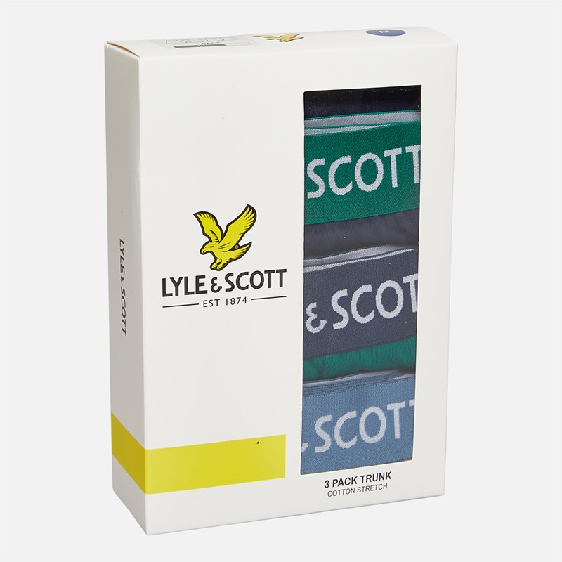 Lyle And Scott Vintage Mens Barclay Three Pack Boxer Trunks Peacoat/Evergreen/Bright White