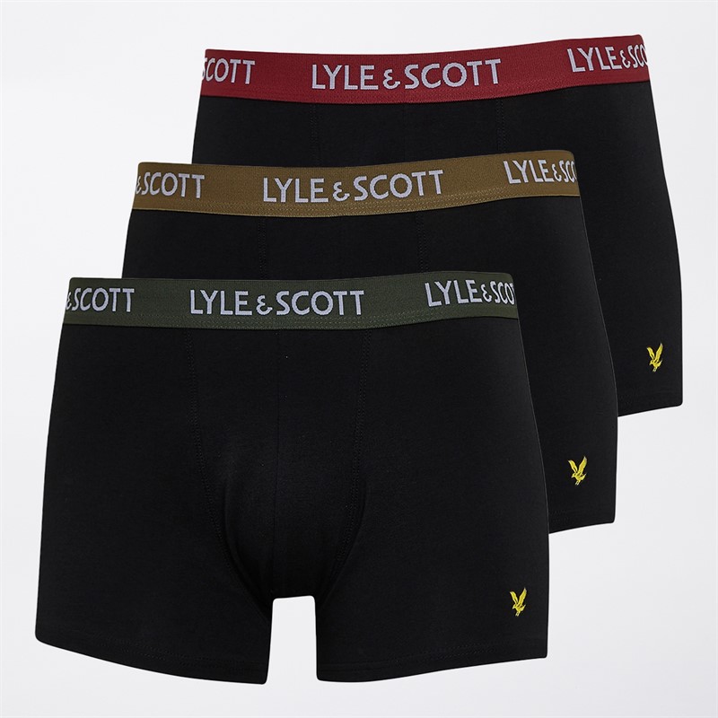 Lyle And Scott Vintage Mens Barclay Three Pack Boxer Trunks Black