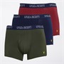 Lyle And Scott Vintage Mens Barclay Three Pack Boxer Trunks Ruby Wine/Peacoat/Climbing Ivy