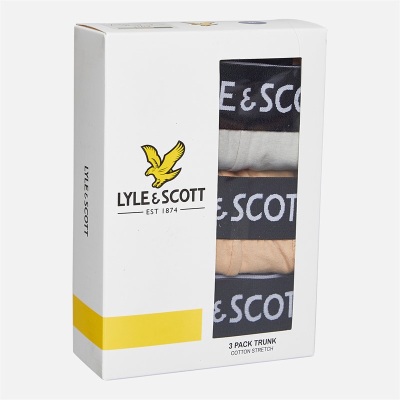 Lyle And Scott Vintage Mens Barclay Three Pack Boxer Trunks Mirage Gray/Irish Cream/Beetle